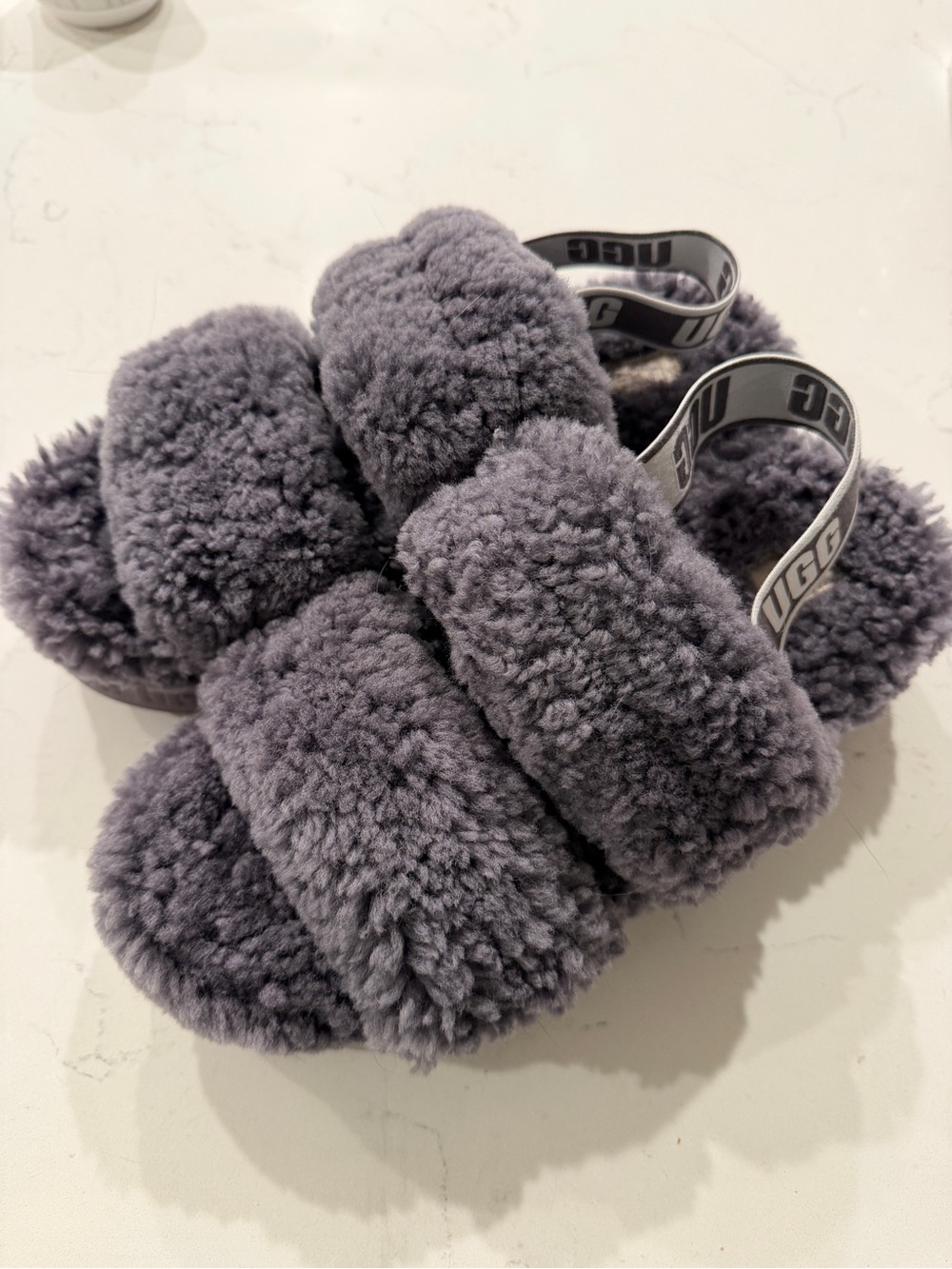 UGG women’s platform Fluff Yeah slippers in Charcoal Grey